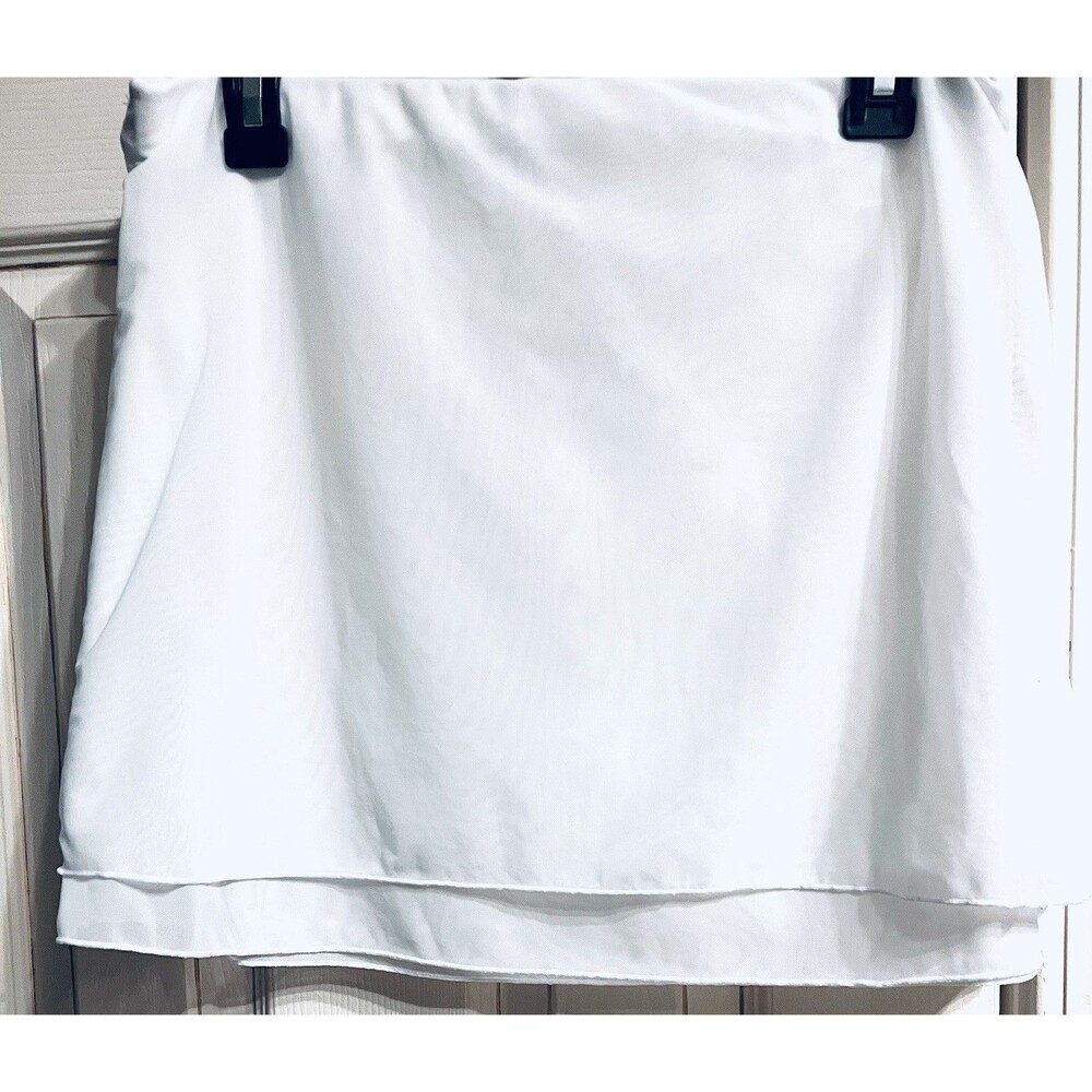 White Sheer Swim Cover Up Skirt Small Double Layer Beach Pool Bikini Coverup EUC